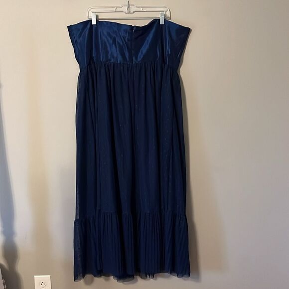 New! ANTHROPOLOGIE Hutch Tulle Bow Tie Strapless Midi Dress Navy Size18W - Picture 7 of 16